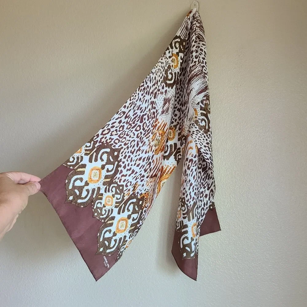 vintage 1970's 1980's silk scarf patterned adrienne landau studio